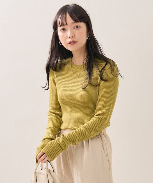 FREAK'S STORE（フリークスストア）の「ウォッシャブル ラメ クルーネック ニット/リブニット（ニット/セーター・レディース・ブルーグリーン/ピンク/ブルー/レッド/オフホワイト/ブラック・ﾌﾘ-）」の4枚目の写真