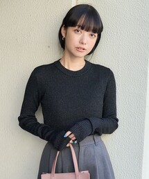 FREAK'S STORE | ウォッシャブル ラメ クルーネック ニット/リブニット(ニット/セーター)