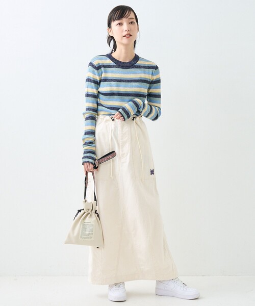 FREAK'S STORE（フリークスストア）の「ウォッシャブル ラメ クルーネック ニット/リブニット（ニット/セーター・レディース・ブルーグリーン/ピンク/ブルー/レッド/オフホワイト/ブラック・ﾌﾘ-）」の7枚目の写真