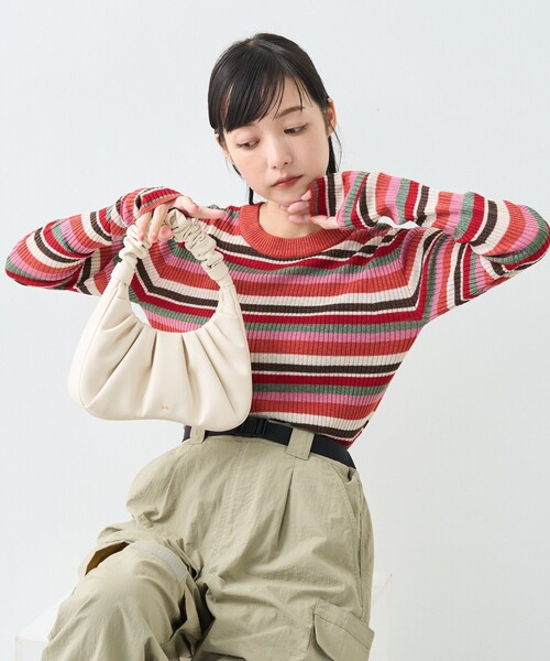 FREAK'S STORE（フリークスストア）の「ウォッシャブル ラメ クルーネック ニット/リブニット（ニット/セーター・レディース・ブルーグリーン/ピンク/ブルー/レッド/オフホワイト/ブラック・ﾌﾘ-）」の16枚目の写真