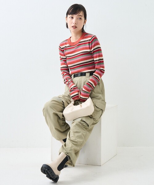 FREAK'S STORE（フリークスストア）の「ウォッシャブル ラメ クルーネック ニット/リブニット（ニット/セーター・レディース・ブルーグリーン/ピンク/ブルー/レッド/オフホワイト/ブラック・ﾌﾘ-）」の17枚目の写真