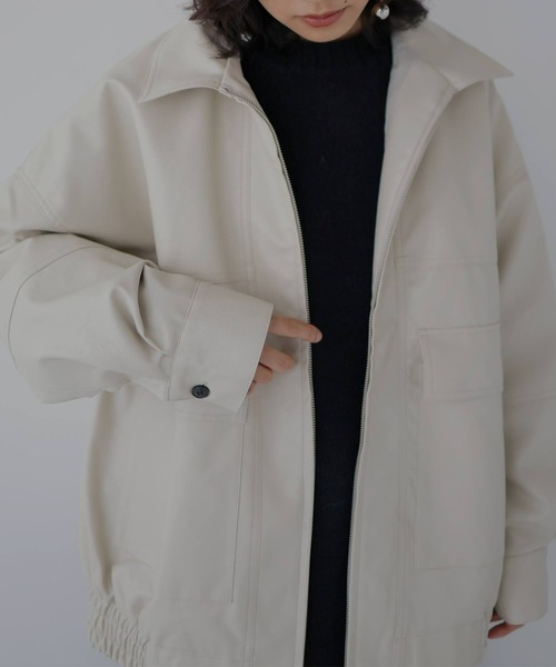 hellam（へラム）の「フェイクレザー スタンドブルゾン（ブルゾン