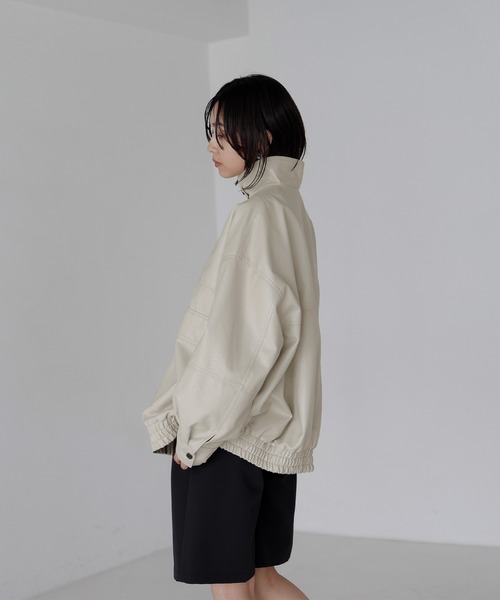 hellam フェイクレザー　スタンドブルゾン フェイクレザー スタンドブルゾン – hellam