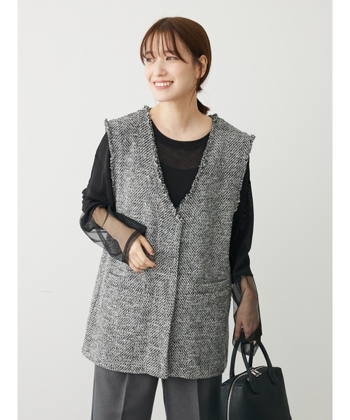 Green　Parks（グリーンパークス）の「ツイードベスト（ベスト・レディース・グレー/ベージュ/ブラック・FREE）」の9枚目の写真