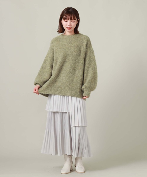 archives（アルシーヴ）の「MIXブークレミドルニット（ニット/セーター・レディース・グリーン/ピンク/オフホワイト/ブルー・MEDIUM）」の18枚目の写真