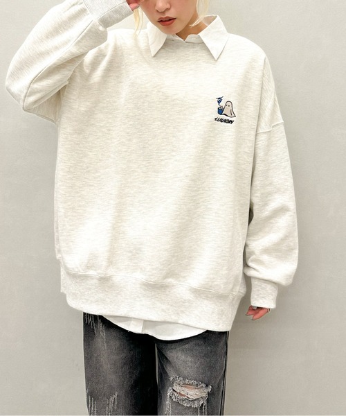 SpRay（スプレイ）の「裏起毛オバケスウェット（スウェット・レディース・オートミール/スミクロ/イエロー/パープル/ブルー・FREE）」の7枚目の写真