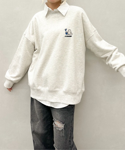 SpRay（スプレイ）の「裏起毛オバケスウェット（スウェット・レディース・オートミール/スミクロ/イエロー/パープル/ブルー・FREE）」の8枚目の写真