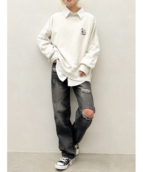 SpRay（スプレイ）の「裏起毛オバケスウェット（スウェット・レディース・オートミール/スミクロ/イエロー/パープル/ブルー・FREE）」の14枚目の写真