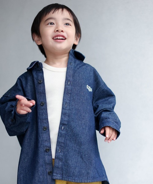 ooju（オージュ）の「【入荷禁止】【ooju】デニムシャツ（シャツ/ブラウス・キッズ・ブルー・3/1/2/4）」の2枚目の写真