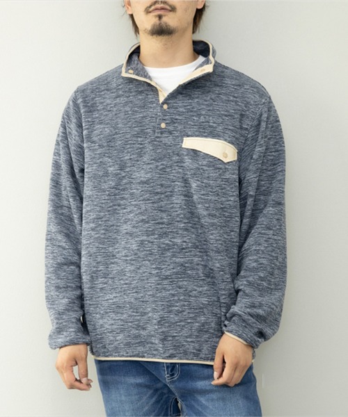 STYLEBLOCK(スタイルブロック)の「HIGHQUALITYフリースハーフボタンスタンドプルーオーバー(Tシャツ/カットソー・メンズ・カモフラージュ/ネイビー/ベージュ/ブラック・LL/M/L)」の3枚目の写真