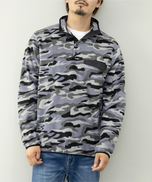STYLEBLOCK(スタイルブロック)の「HIGHQUALITYフリースハーフボタンスタンドプルーオーバー(Tシャツ/カットソー・メンズ・カモフラージュ/ネイビー/ベージュ/ブラック・LL/M/L)」の4枚目の写真