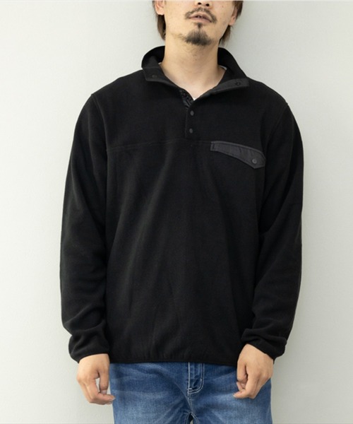 STYLEBLOCK(スタイルブロック)の「HIGHQUALITYフリースハーフボタンスタンドプルーオーバー(Tシャツ/カットソー・メンズ・カモフラージュ/ネイビー/ベージュ/ブラック・LL/M/L)」の2枚目の写真