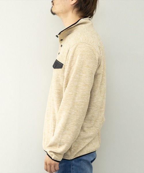 STYLEBLOCK(スタイルブロック)の「HIGHQUALITYフリースハーフボタンスタンドプルーオーバー(Tシャツ/カットソー・メンズ・カモフラージュ/ネイビー/ベージュ/ブラック・LL/M/L)」の8枚目の写真