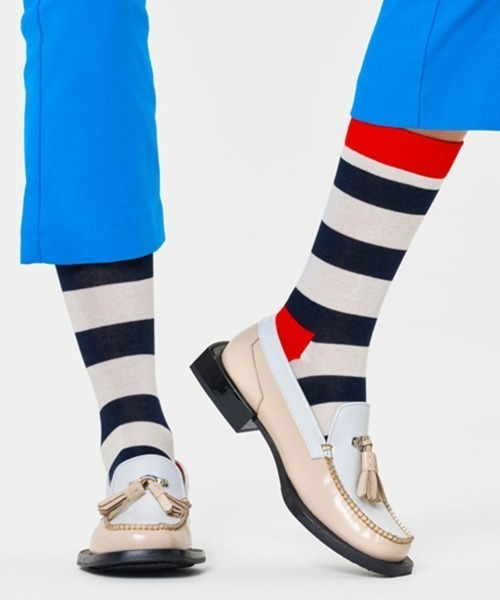 Happy Socks（ハッピーソックス）の「Happy Socks Stripe クルーソックス 10201104（ソックス/靴下・レディース・ネイビー/レッド・M/L）」の2枚目の写真