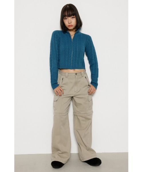 LAGUA GEM(ラグアジェム)の「CABLE COMPACT ZIP トップス(ニット/セーター・レディース・レッド/グレー/ブルー・FREE)」の6枚目の写真