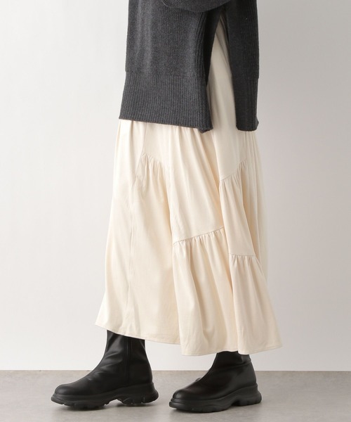 LEPSIM（レプシィム）の「ライトスエード切り替えスカート　986464（スカート・レディース・チャコールグレー/アイボリー・FREE）」の12枚目の写真