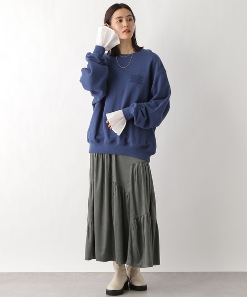 LEPSIM（レプシィム）の「ライトスエード切り替えスカート　986464（スカート・レディース・チャコールグレー/アイボリー・FREE）」の5枚目の写真