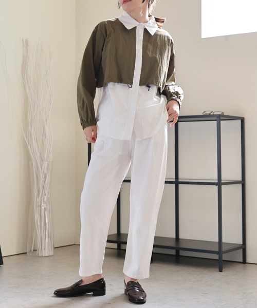 ULEULA（ウルア）の「レイヤード風オーバーシャツ（シャツ/ブラウス・レディース・ブラック/カーキ・FREE）」の14枚目の写真