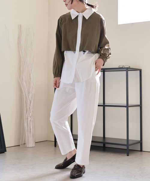 ULEULA（ウルア）の「レイヤード風オーバーシャツ（シャツ/ブラウス・レディース・ブラック/カーキ・FREE）」の15枚目の写真