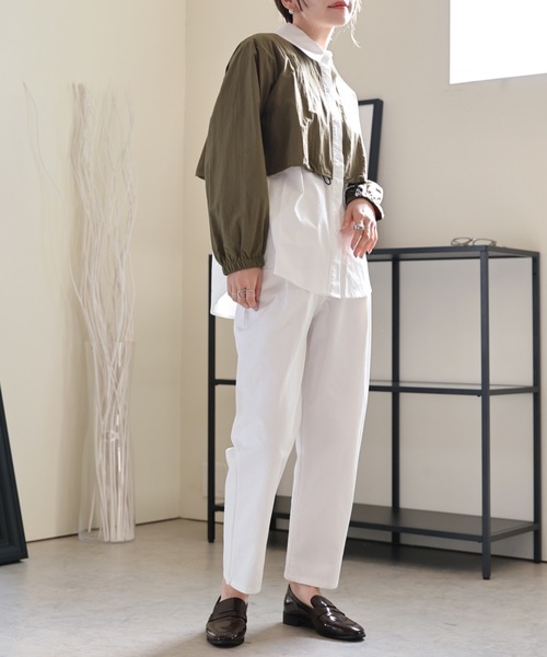 ULEULA（ウルア）の「レイヤード風オーバーシャツ（シャツ/ブラウス・レディース・ブラック/カーキ・FREE）」の16枚目の写真