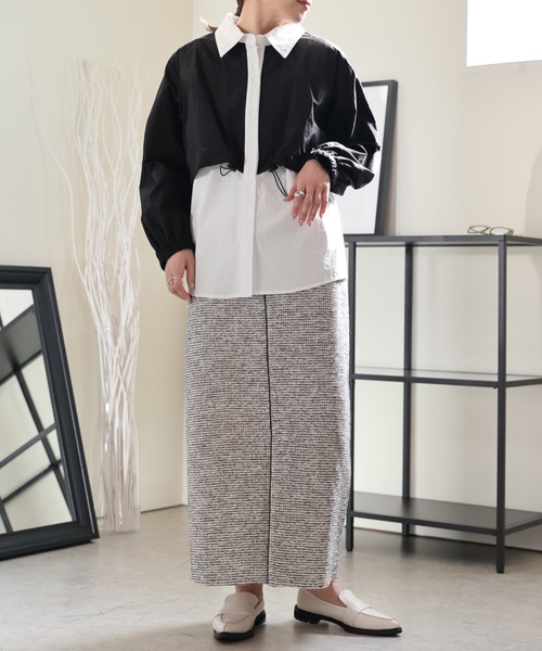 ULEULA（ウルア）の「レイヤード風オーバーシャツ（シャツ/ブラウス・レディース・ブラック/カーキ・FREE）」の3枚目の写真