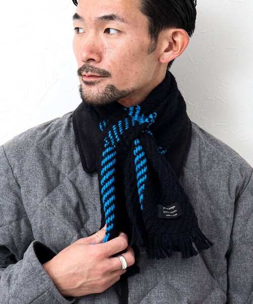 John branigan(ジョンブラニガン)の「【John Branigan/ジョン・ブラニガン】別注ニットクロスマフラー24(マフラー・メンズ・ブルー系その他/グリーン系その他/ホワイト系その他/ブラック系その他/ネイビー・FREE)」の5枚目の写真