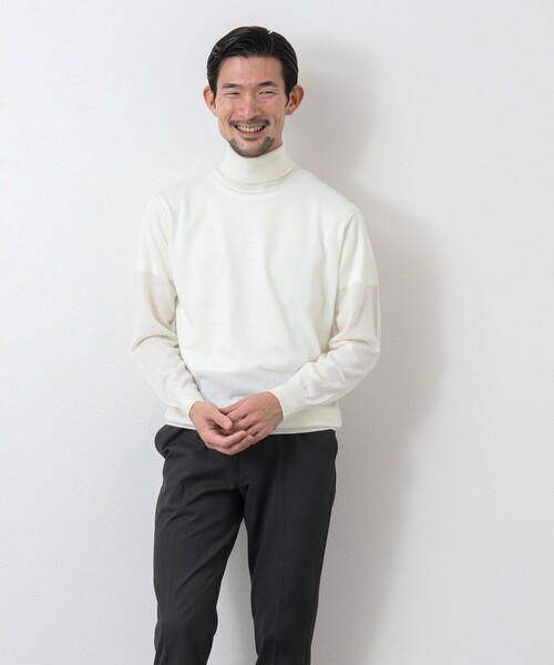 NOLLEY'S goodman（ノーリーズグッドマン）の「《ビジカジ対応》アンチピリング タートルネックニット（ニット/セーター・メンズ・ブルー/ダークネイビー/ホワイト/グレー・L/M）」の9枚目の写真