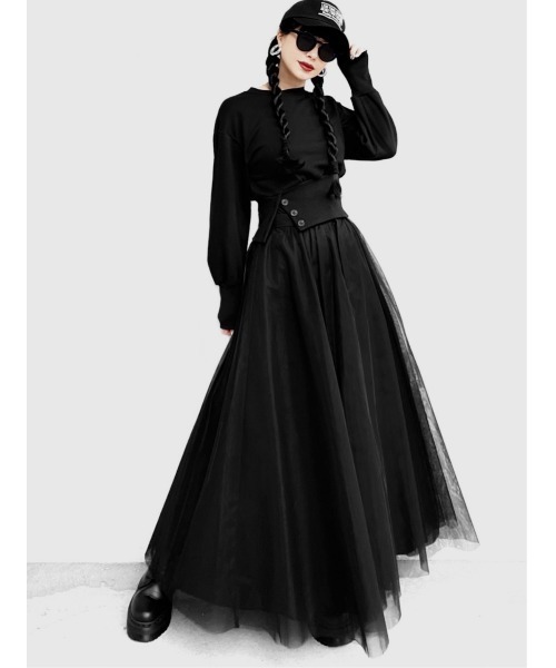 LVEU.（ラブユ.）の「【LVEU.】ボタンヘムアシンメトリースウェット(Ai select) / トップス ショート丈 クロップド スウェット トップス レディース トレーナー ボタン カジュアル ブラック グレー（スウェット・レディース・グレー/ブラック・FREE）」の10枚目の写真