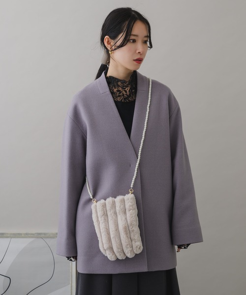 KATHARINE ROSS（キャサリンロス）の「【KATHARINE ROSS】WEB限定 パールチェーンエコファーポシェット（ショルダーバッグ・レディース・ピンク/グレー/グレイッシュベージュ/ミント・MEDIUM）」の21枚目の写真