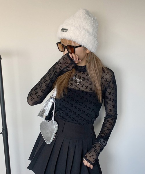 non-hedge（ノンヘッジ）の「プレートシャギーニット帽（ニットキャップ/ビーニー・レディース・ベージュ/ブラック/ホワイト/モカ/グレー/ホワイト×ブラック/ブラック×ホワイト・FREE）」の10枚目の写真