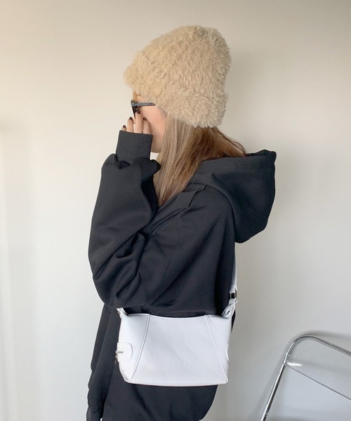 non-hedge（ノンヘッジ）の「プレートシャギーニット帽（ニットキャップ/ビーニー・レディース・ベージュ/ブラック/ホワイト/モカ/グレー/ホワイト×ブラック/ブラック×ホワイト・FREE）」の13枚目の写真