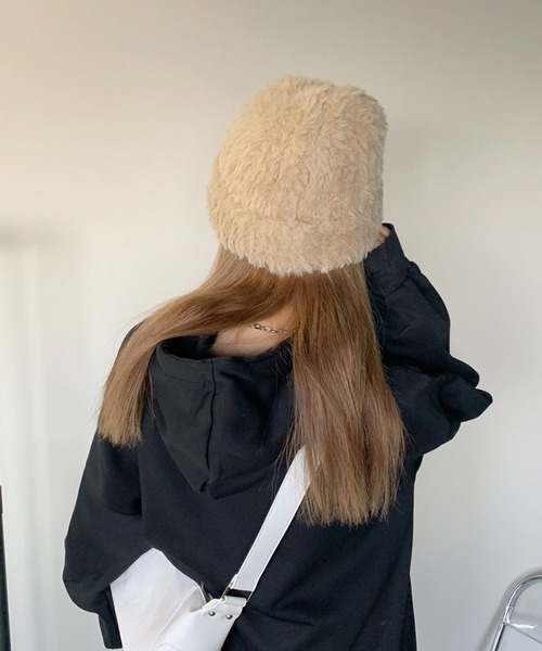 non-hedge（ノンヘッジ）の「プレートシャギーニット帽（ニットキャップ/ビーニー・レディース・ベージュ/ブラック/ホワイト/モカ/グレー/ホワイト×ブラック/ブラック×ホワイト・FREE）」の14枚目の写真