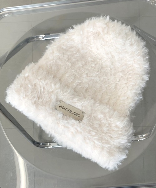 non-hedge（ノンヘッジ）の「プレートシャギーニット帽（ニットキャップ/ビーニー・レディース・ベージュ/ブラック/ホワイト/モカ/グレー/ホワイト×ブラック/ブラック×ホワイト・FREE）」の21枚目の写真