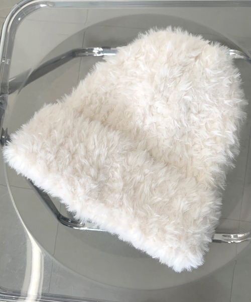 non-hedge（ノンヘッジ）の「プレートシャギーニット帽（ニットキャップ/ビーニー・レディース・ベージュ/ブラック/ホワイト/モカ/グレー/ホワイト×ブラック/ブラック×ホワイト・FREE）」の22枚目の写真