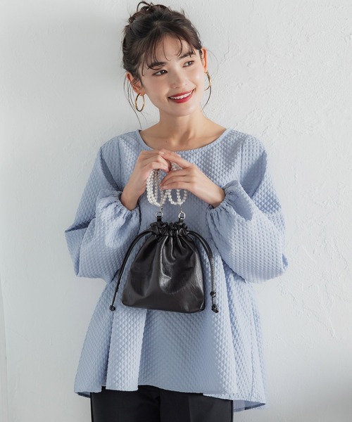 coca（coca）（コカ）の「パールチェーン巾着ミニバック（ショルダーバッグ・レディース・ブラック・ONE SIZE）」の6枚目の写真