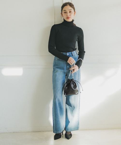 coca（coca）（コカ）の「パールチェーン巾着ミニバック（ショルダーバッグ・レディース・ブラック・ONE SIZE）」の3枚目の写真