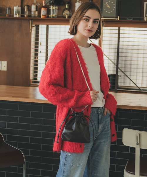 coca（coca）（コカ）の「パールチェーン巾着ミニバック（ショルダーバッグ・レディース・ブラック・ONE SIZE）」の4枚目の写真