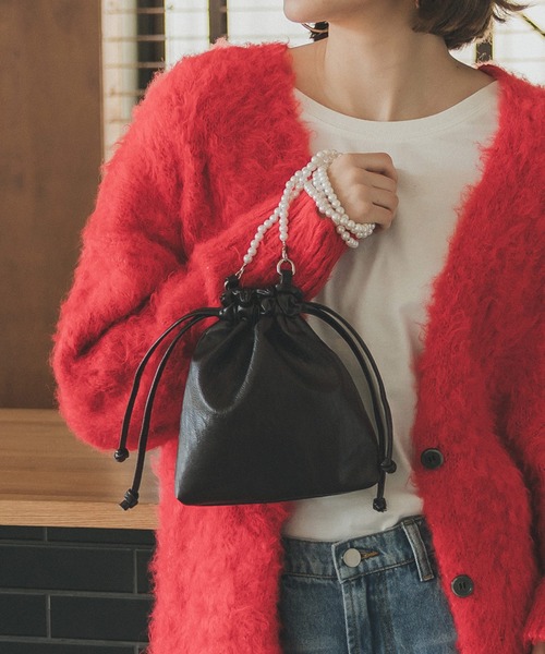 coca（coca）（コカ）の「パールチェーン巾着ミニバック（ショルダーバッグ・レディース・ブラック・ONE SIZE）」の5枚目の写真