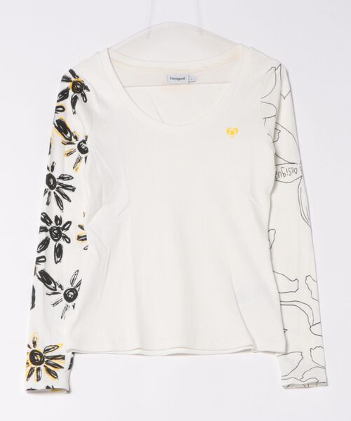 Desigual(デシグアル)の「花柄 リブ編みTシャツ(Tシャツ/カットソー・レディース・ブラック/ホワイト・L/XS/S/XL/XXL/M)」の9枚目の写真
