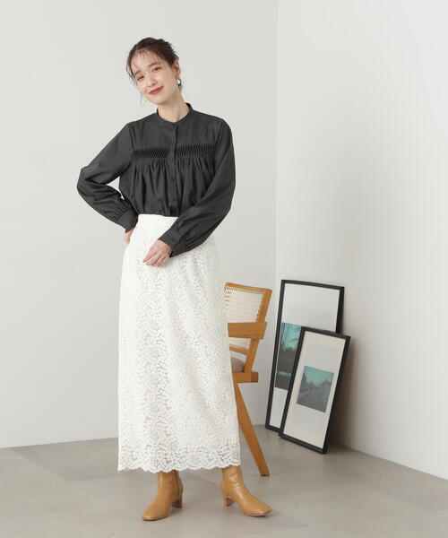 N.（N. Natural Beauty Basic）（エヌエヌナチュラルビューティーベーシック）の「◆フロントボタンタックブラウス（シャツ/ブラウス・レディース・チャコール/オフホワイト/イエロー・MEDIUM）」の16枚目の写真