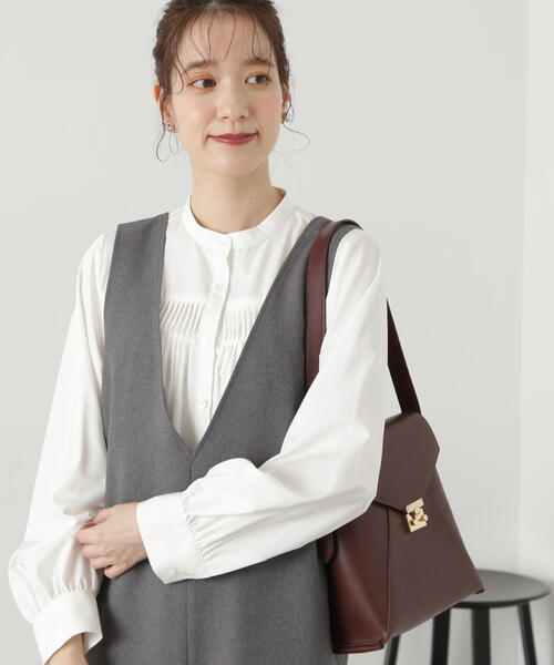 N.（N. Natural Beauty Basic）（エヌエヌナチュラルビューティーベーシック）の「◆フロントボタンタックブラウス（シャツ/ブラウス・レディース・チャコール/オフホワイト/イエロー・MEDIUM）」の4枚目の写真