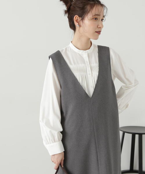 N.（N. Natural Beauty Basic）（エヌエヌナチュラルビューティーベーシック）の「◆フロントボタンタックブラウス（シャツ/ブラウス・レディース・チャコール/オフホワイト/イエロー・MEDIUM）」の5枚目の写真