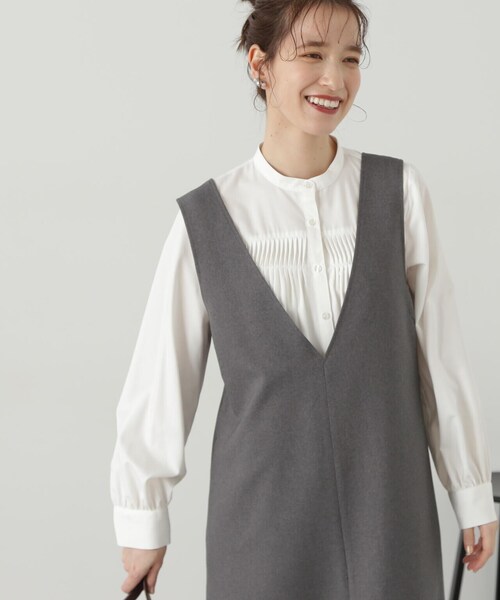 N.（N. Natural Beauty Basic）（エヌエヌナチュラルビューティーベーシック）の「◆フロントボタンタックブラウス（シャツ/ブラウス・レディース・チャコール/オフホワイト/イエロー・MEDIUM）」の6枚目の写真