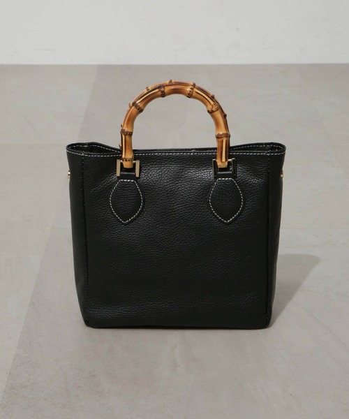 MARCO BIANCHINI（マルコビアンチーニ）の「MARCO BIANCHINI/バンブー2WAYトートバッグ（トートバッグ・レディース・ブラック/ベージュ・FREE）」の3枚目の写真