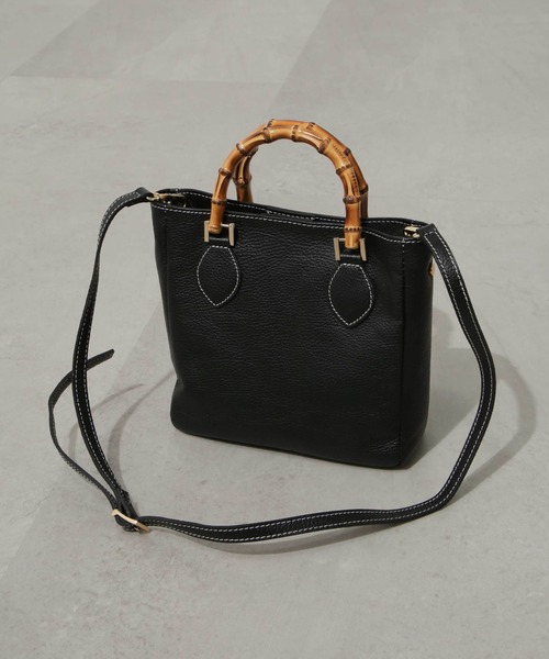 MARCO BIANCHINI（マルコビアンチーニ）の「MARCO BIANCHINI/バンブー2WAYトートバッグ（トートバッグ・レディース・ブラック/ベージュ・FREE）」の8枚目の写真