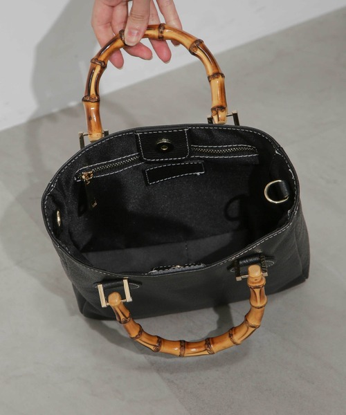 MARCO BIANCHINI（マルコビアンチーニ）の「MARCO BIANCHINI/バンブー2WAYトートバッグ（トートバッグ・レディース・ブラック/ベージュ・FREE）」の9枚目の写真