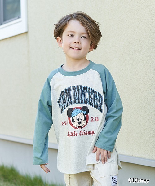 Disney（ディズニー）の「【Disney】【型崩れしないやわらかコットン】ラグランプリントTシャツ（Tシャツ/カットソー・キッズ・レッド/モスグリーン/ネイビー/チャコール・100cm/110cm/120cm/130cm/140cm/150cm）」の3枚目の写真