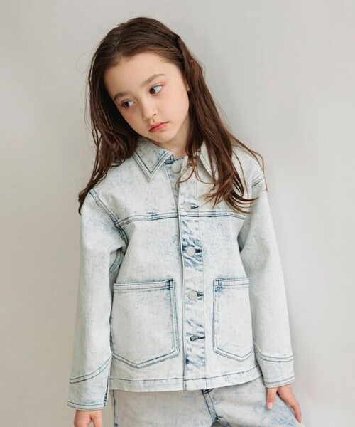 EDWIN（エドウィン）の「【Ou? by EDWIN】ブリーチデニムジャケット（デニムジャケット・キッズ・ブルー・150/100/110/130/120/140）」の12枚目の写真