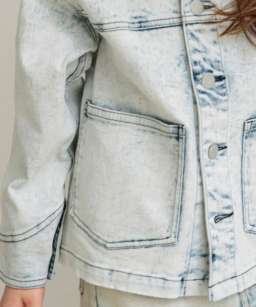 EDWIN（エドウィン）の「【Ou? by EDWIN】ブリーチデニムジャケット（デニムジャケット・キッズ・ブルー・150/100/110/130/120/140）」の5枚目の写真