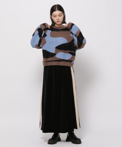 niko and...(ニコアンド)の「フェザーアート柄ニットプルオーバー(ニット/セーター・レディース・ピンク/ブルー/アイボリー・FREE)」の7枚目の写真